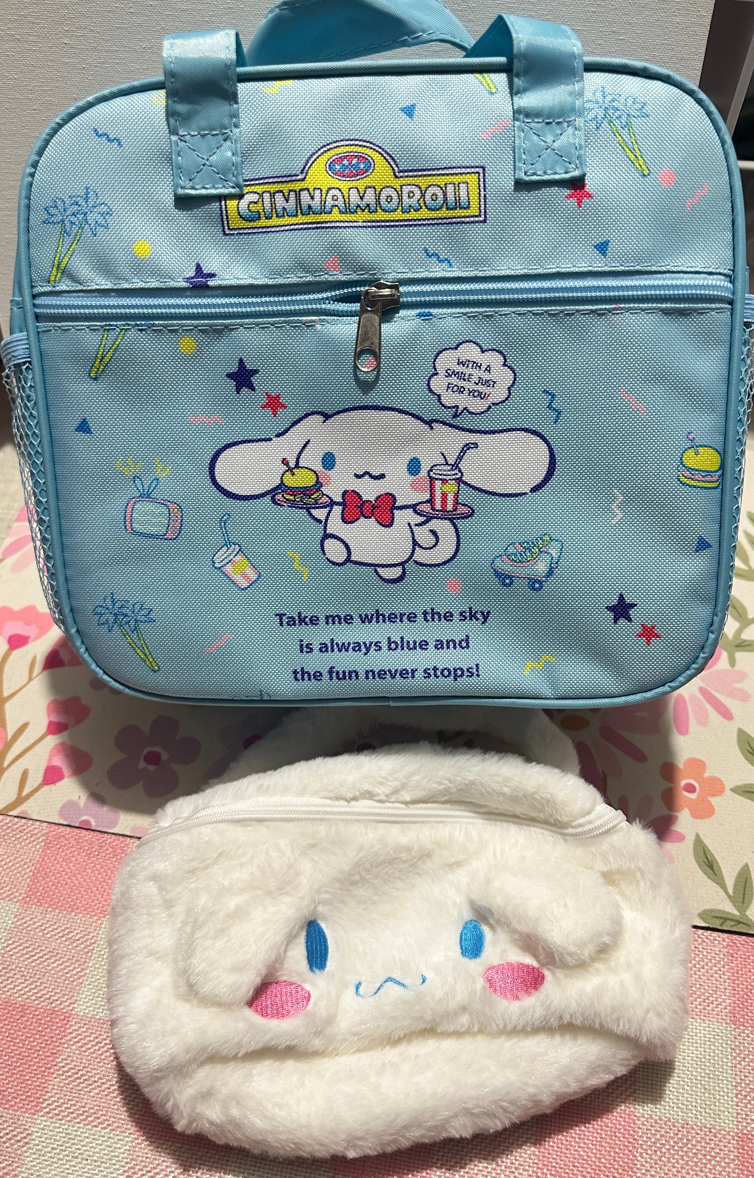 Cinnamoroll Lunch Box & Makeup Bag bundle